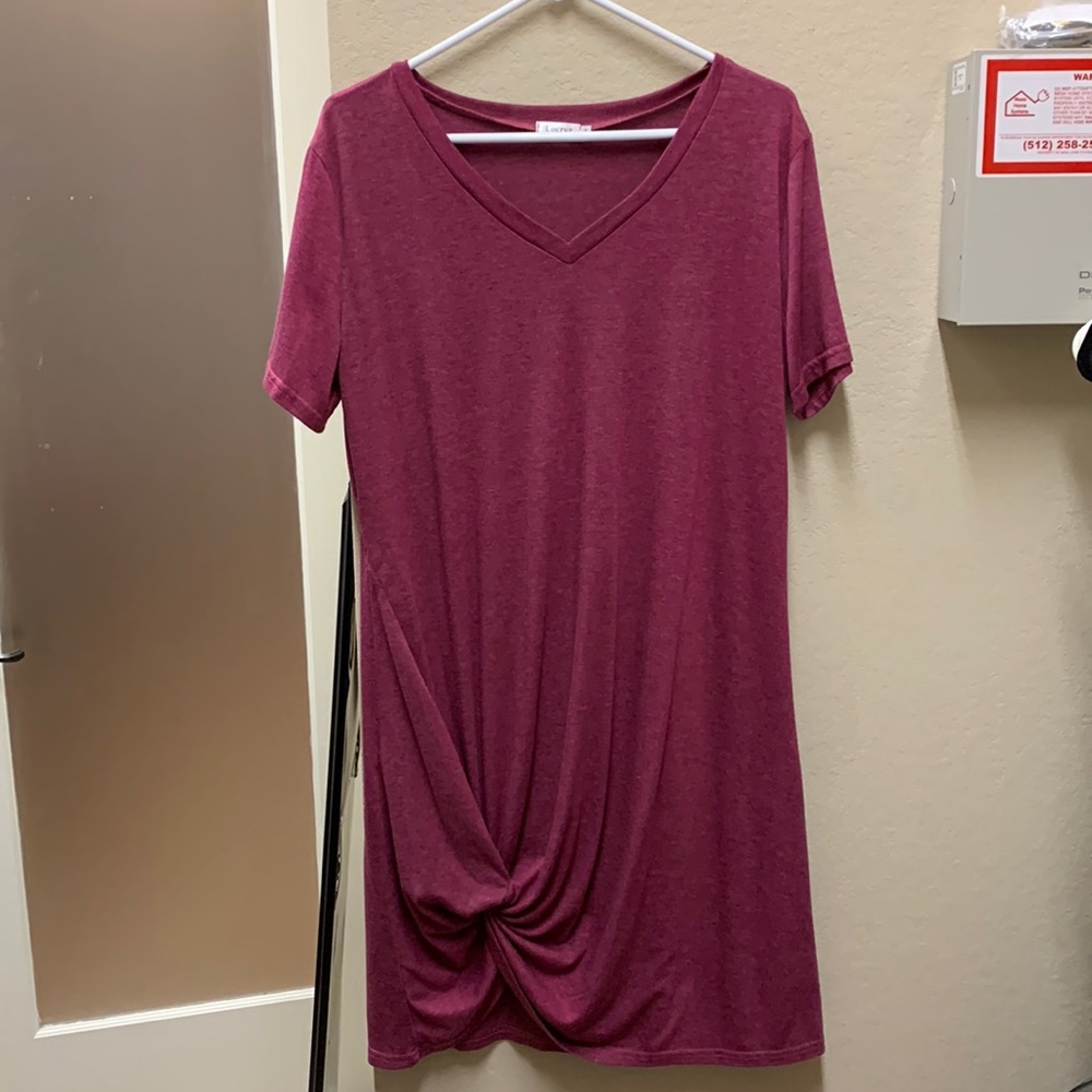 Locryz Women's Twist Knot Tshirt Dresses Casual V Neck Short Sleeve Knot Dress